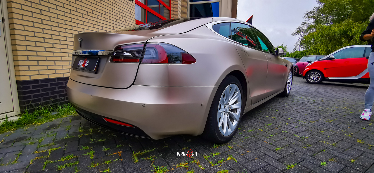 Tesla Model S - Teckwrap Matte Beige Linen, 3M Certified