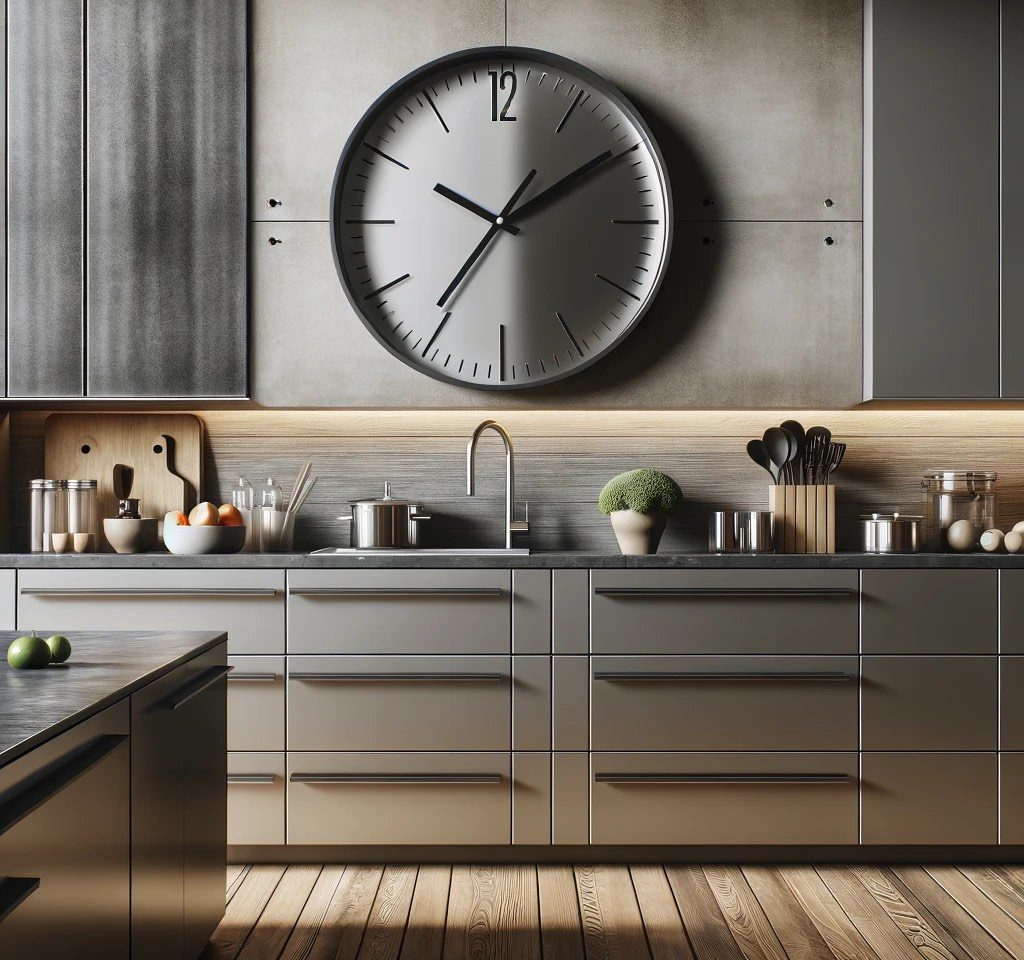 keuken met grote klok