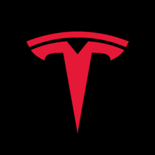 tesla logo op zwart