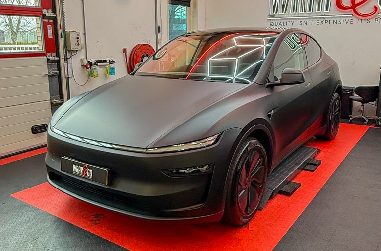 Tesla Model Y Juniper car wrap in 3M Matte Dark Grey