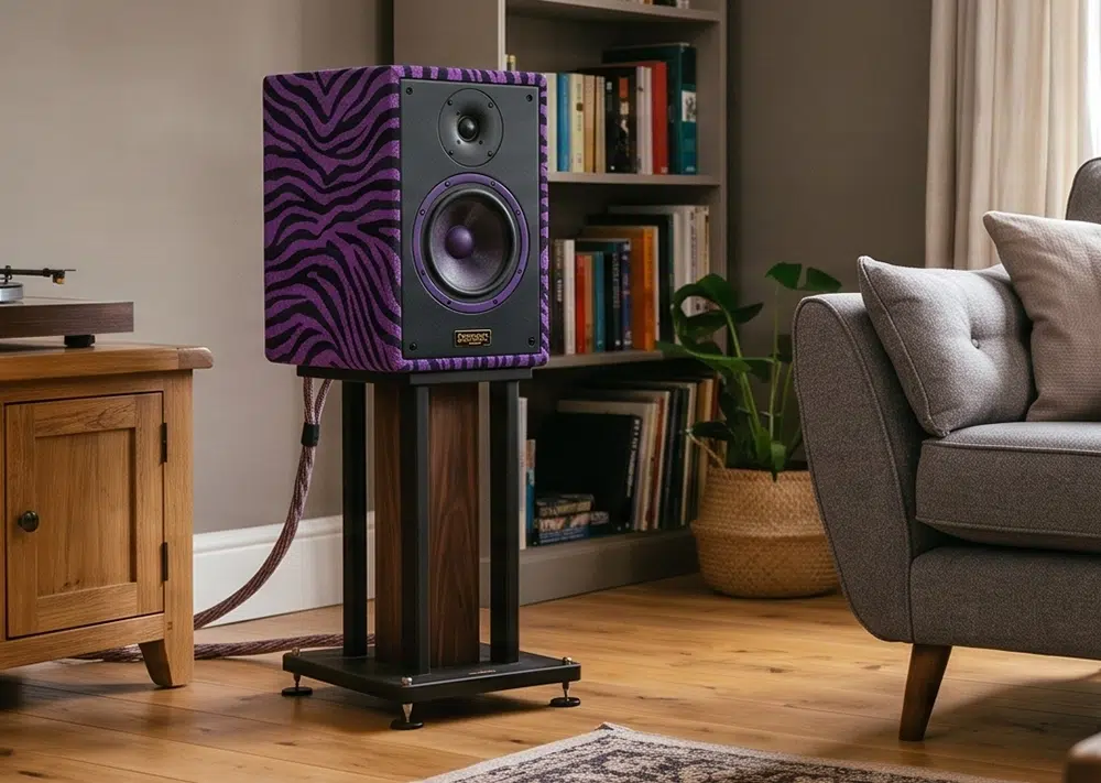 audiospeakers met paarse panterfolie